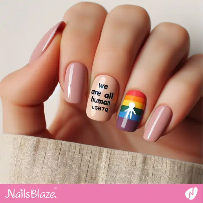 We Are All Human LGBTQ Nail Design | Pride | LGBTQIA2S+ Nails - NB2095